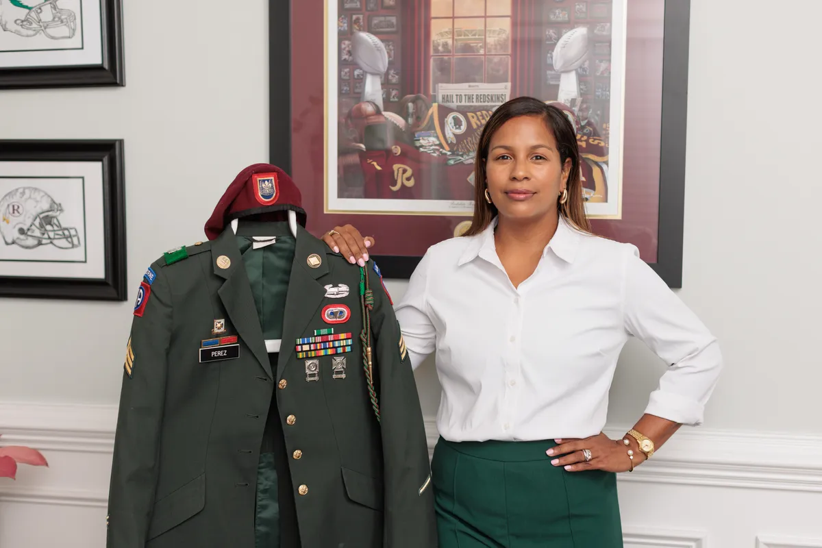 Veteran standing proudly with military service uniform
